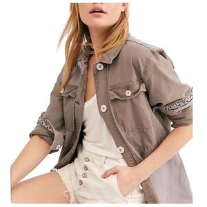 We The Free Jacket Womens S Olive Green Patchwork Utility Field Coat Longline